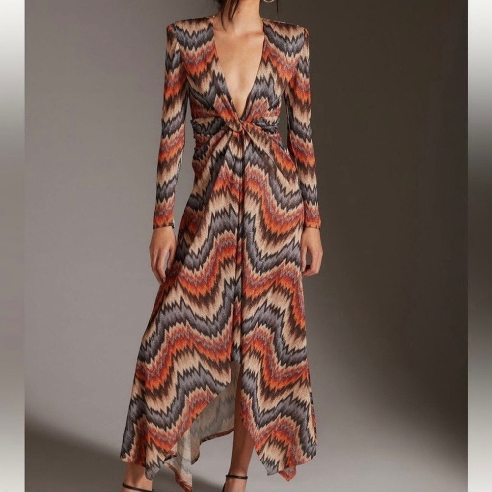 Ronny Kobo Collection Zigzag Long Sleeve Dress
